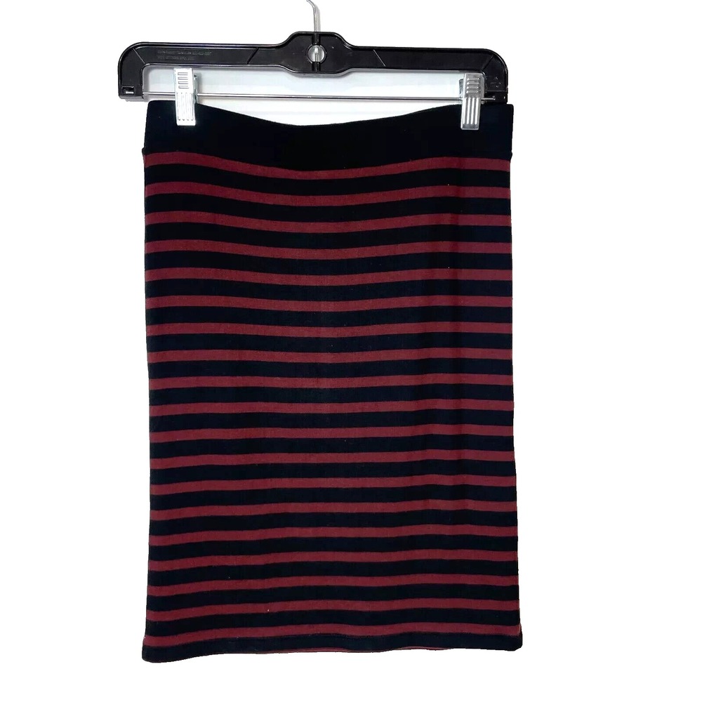 ATM Pull On Straight Pencil Skirt Womens Size S Black Red‎ Knit Stretch